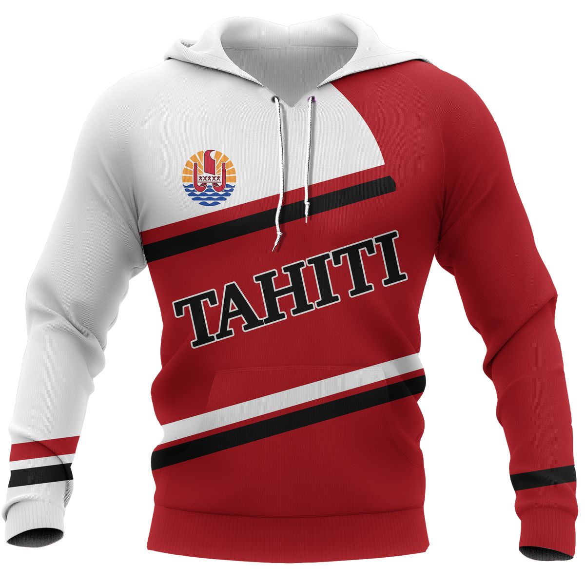 Tahiti All Over Hoodie Develop Style Unisex Red - Polynesian Pride
