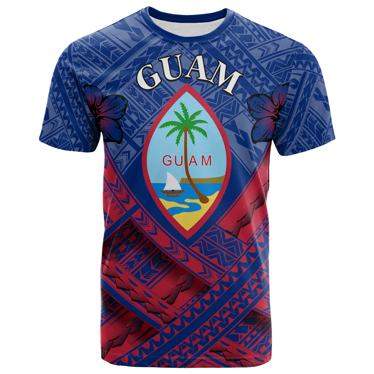Guam Polynesian T Shirt Guam Flag Camisole Hibiscus Style Unisex White - Polynesian Pride