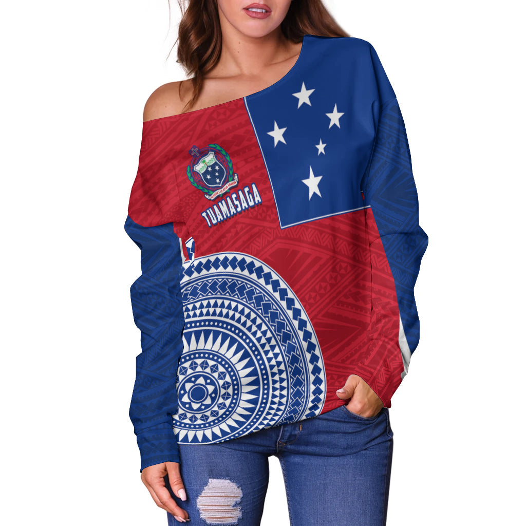 (Custom Personalised) Tuamasaga Samoa Off Shoulder Sweater Polynesian Pattern LT13 - Polynesian Pride