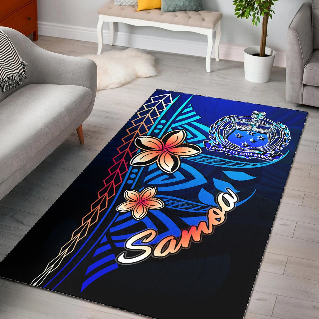 Samoa Area Rug - Vintage Tribal Mountain Blue - Polynesian Pride