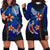 American Samoa Hoodie Dress - Vintage Tribal Mountain Blue - Polynesian Pride