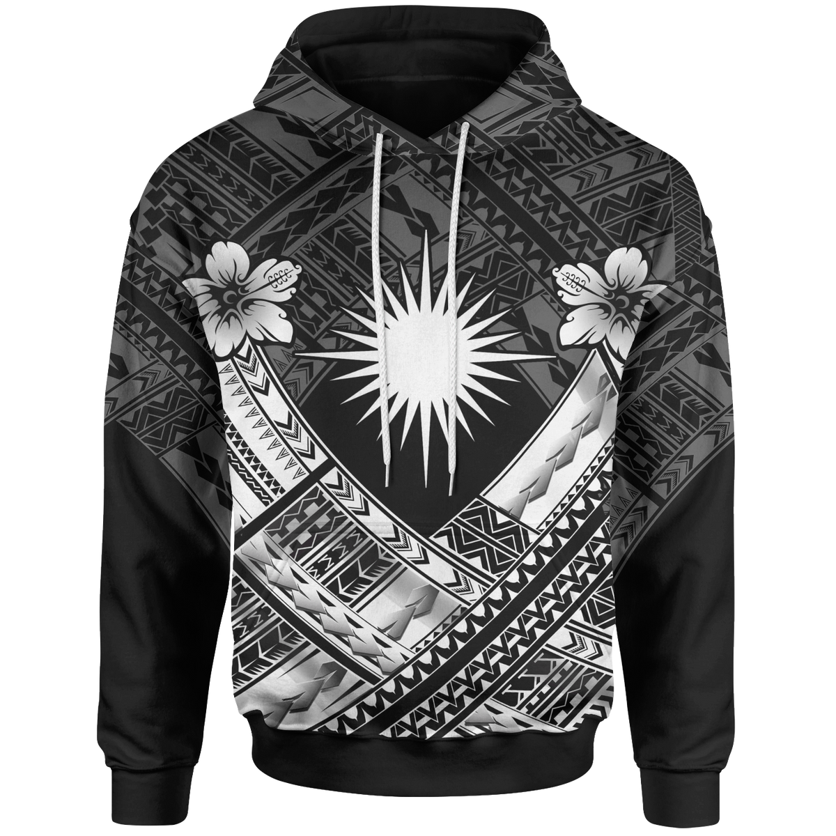 Marshall Islands Polynesian Hoodie Marshall Islands White Flag Camisole Hibiscus Style Unisex White - Polynesian Pride