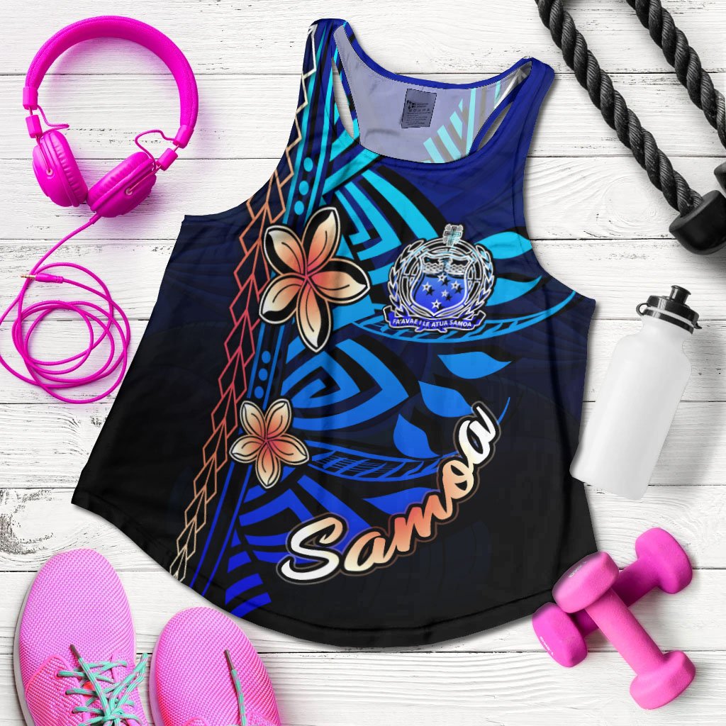 Samoa Woman's Racerback Tank - Vintage Tribal Mountain Blue - Polynesian Pride