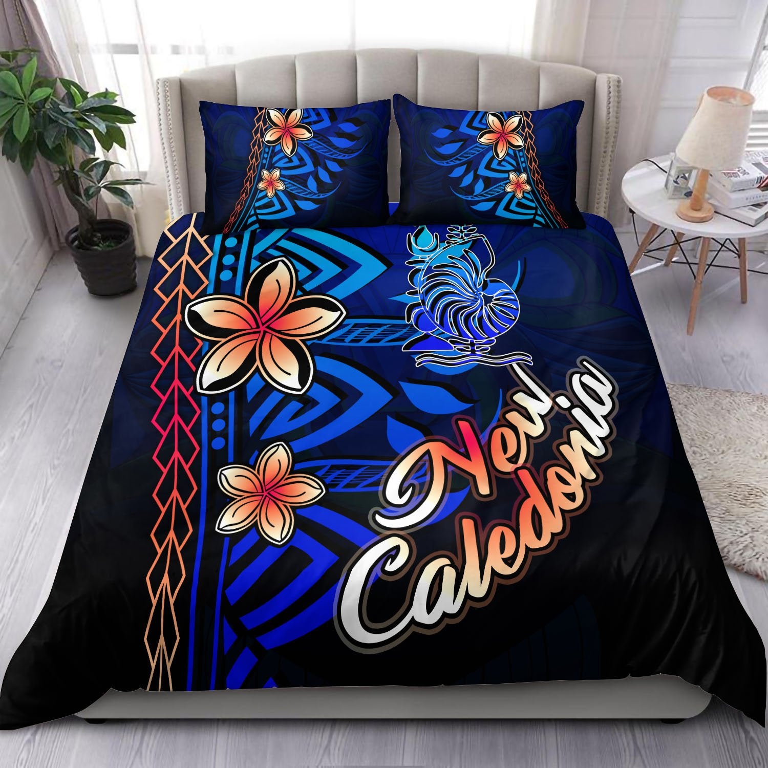 New Caledonia Bedding Set - Vintage Tribal Mountain Blue - Polynesian Pride