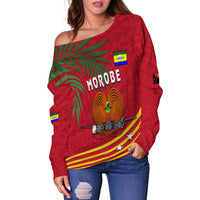 Morobe Province Off Shoulder Sweater Coconut PNG LT13 - Polynesian Pride