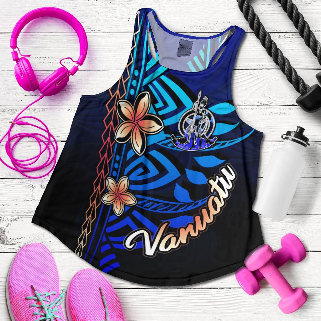 Vanuatu Woman's Racerback Tank - Vintage Tribal Mountain Blue - Polynesian Pride