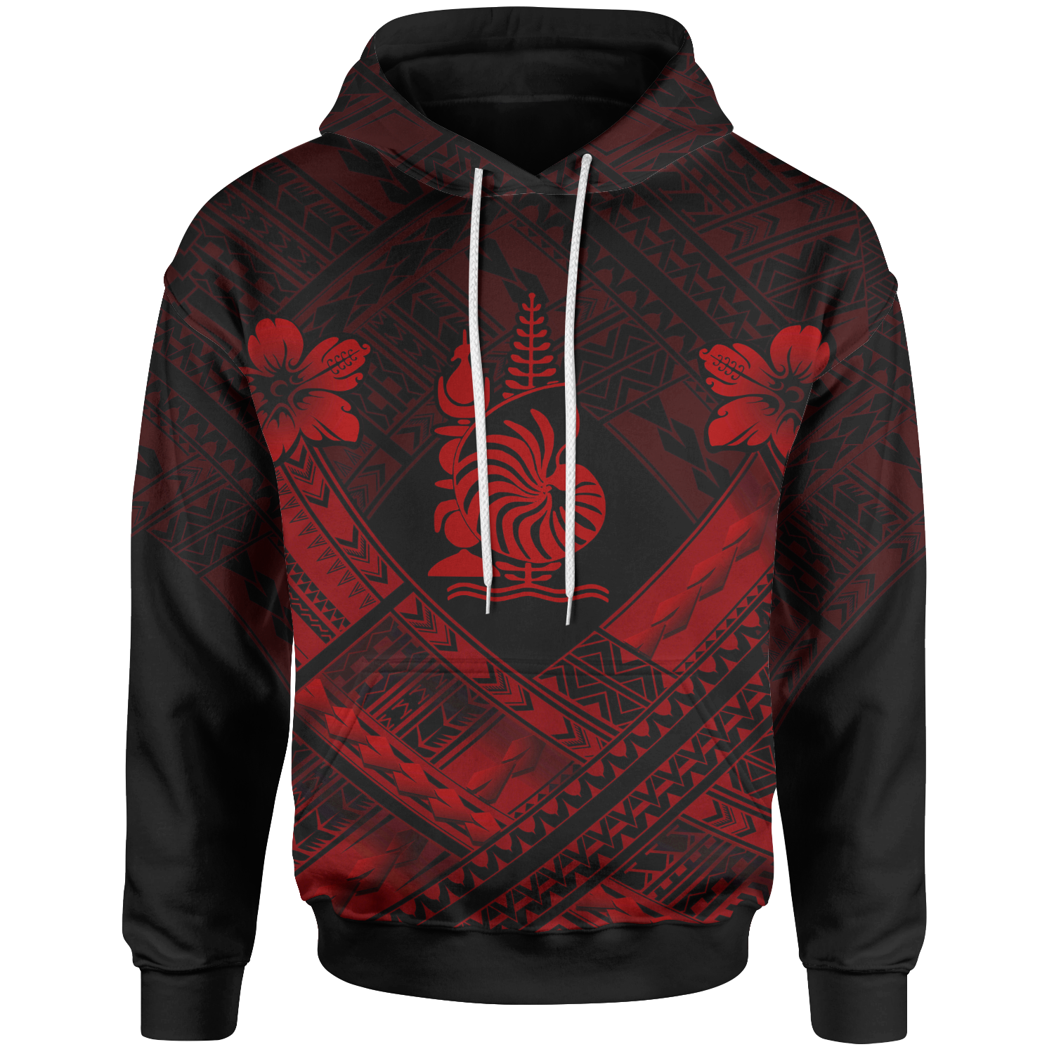 New Caledonia Polynesian Hoodie New Caledonia Red Seal Camisole Hibiscus Style Unisex Red - Polynesian Pride