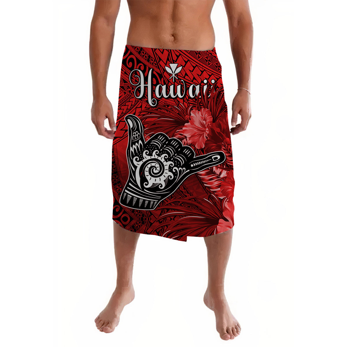 The Shaka Hawaii Lavalava Tropical Flowers Red Version LT13 Red - Polynesian Pride