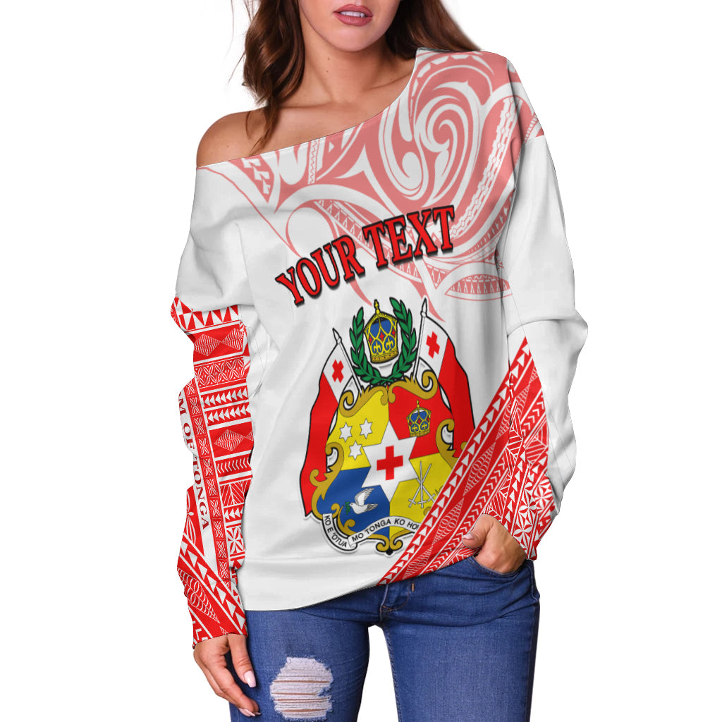 (Custom Personalised) Tonga Off Shoulder Sweater Tongan Pattern Blithesome LT13 - Polynesian Pride