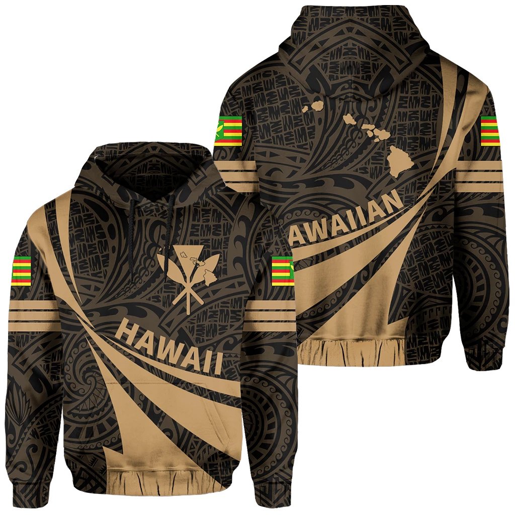 Kanaka Polynesian Hoodie Gold Doma Style Unisex Gold - Polynesian Pride