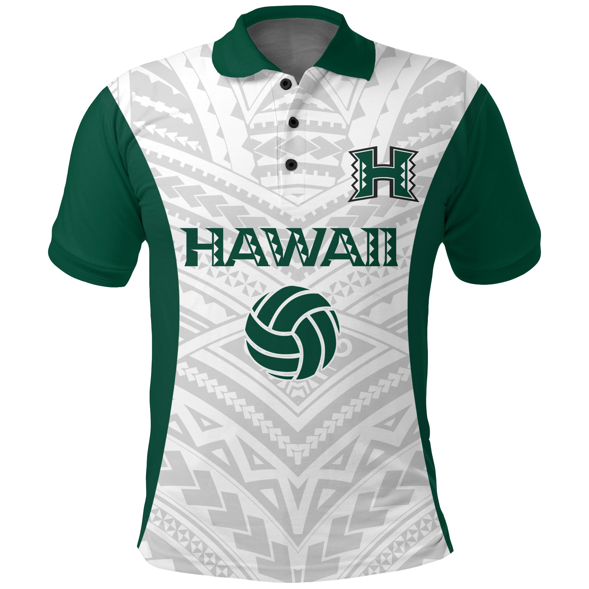 Custom Hawaii Polo Shirt White Volleyball Team Supporter LT12 Unisex Green - Polynesian Pride