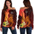 Kosrae Custom Personalised Women's Off Shoulder Sweater - Tribal Tuna Fish Orange - Polynesian Pride