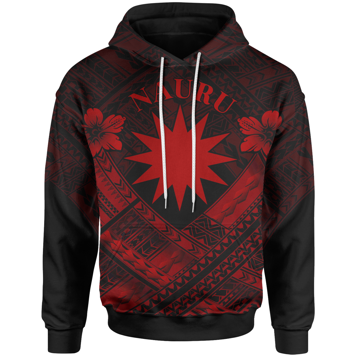 Nauru Polynesian Hoodie Nauru Red Seal Camisole Hibiscus Style Unisex Red - Polynesian Pride