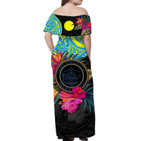 Palau Off Shoulder Long Dress Alluring Polynesia and Tropical Flowers LT13 - Polynesian Pride