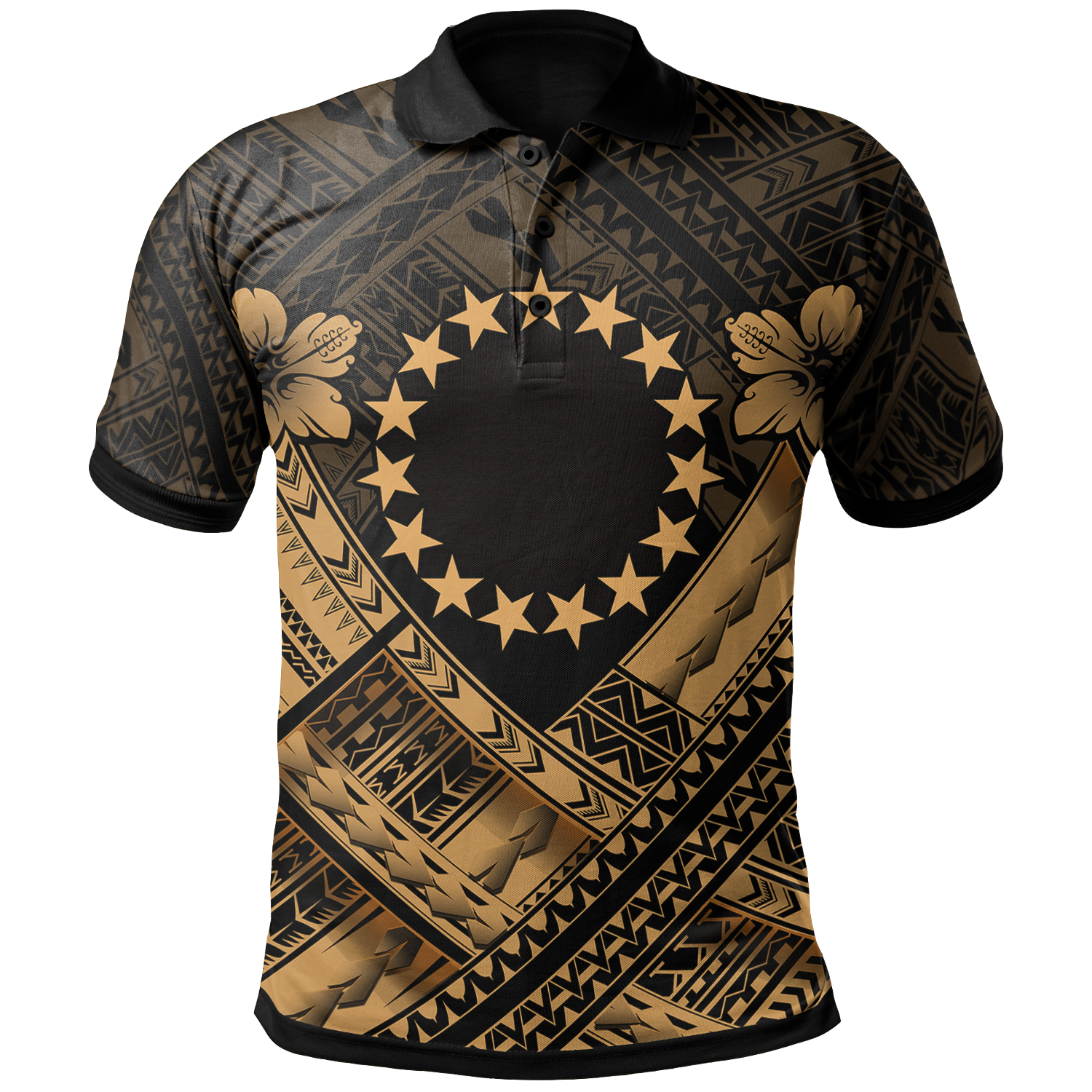 Cook Islands Polynesian Polo Shirt Kuki Airani Gold Seal Camisole Hibiscus Style Unisex Gold - Polynesian Pride