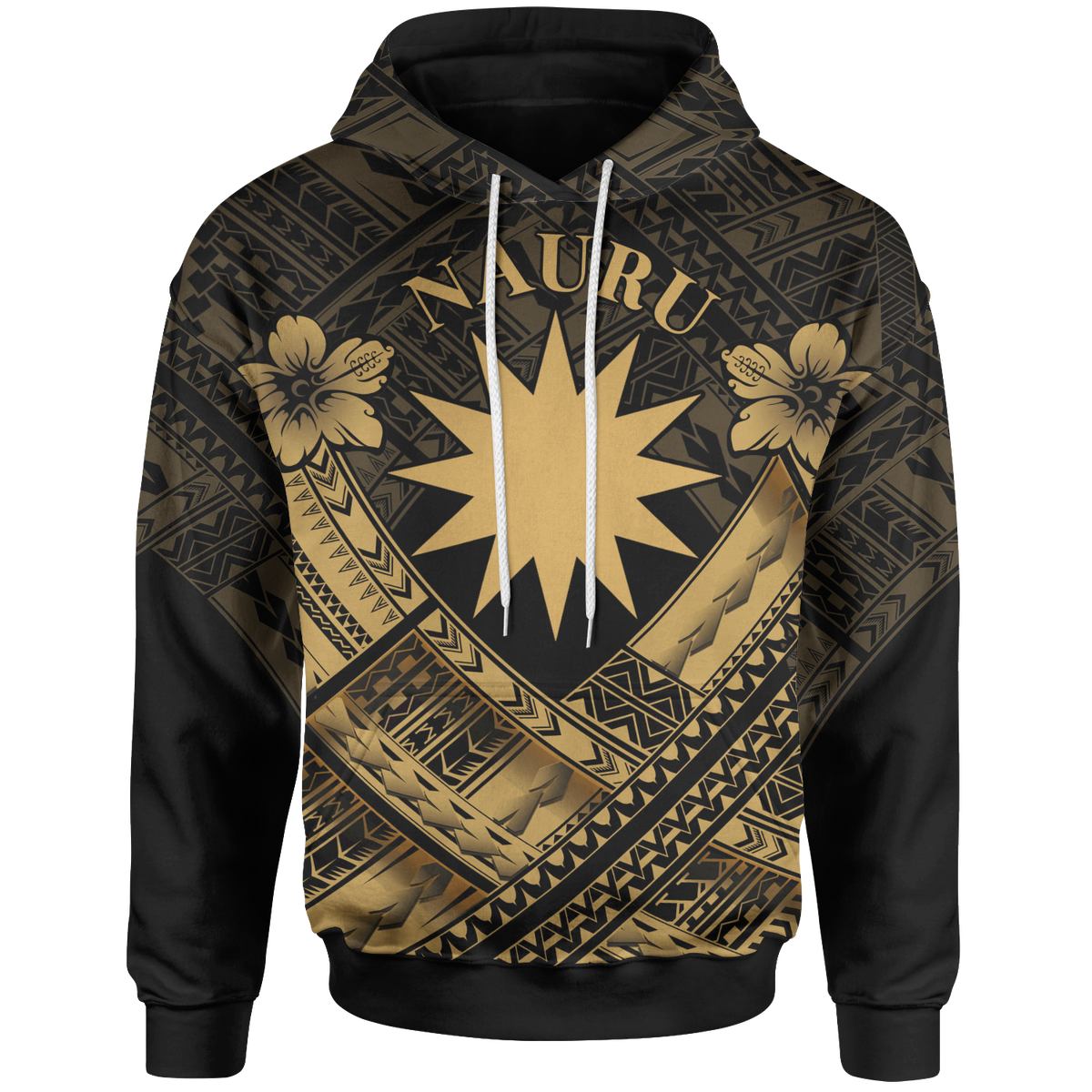 Nauru Polynesian Hoodie Nauru Gold Seal Camisole Hibiscus Style Unisex Gold - Polynesian Pride