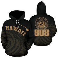 Hawaii Polynesia Hoodie Golden Tatau Style Unisex White - Polynesian Pride