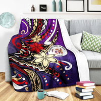 Niue Premium Blanket - Tribal Flower With Special Turtles Purple Color - Polynesian Pride