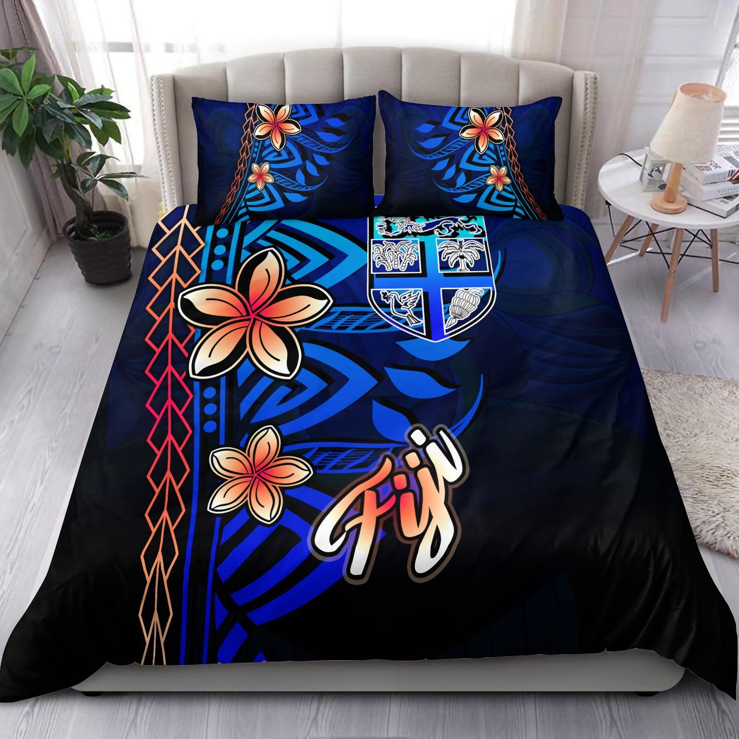 Fiji Bedding Set - Vintage Tribal Mountain Blue - Polynesian Pride