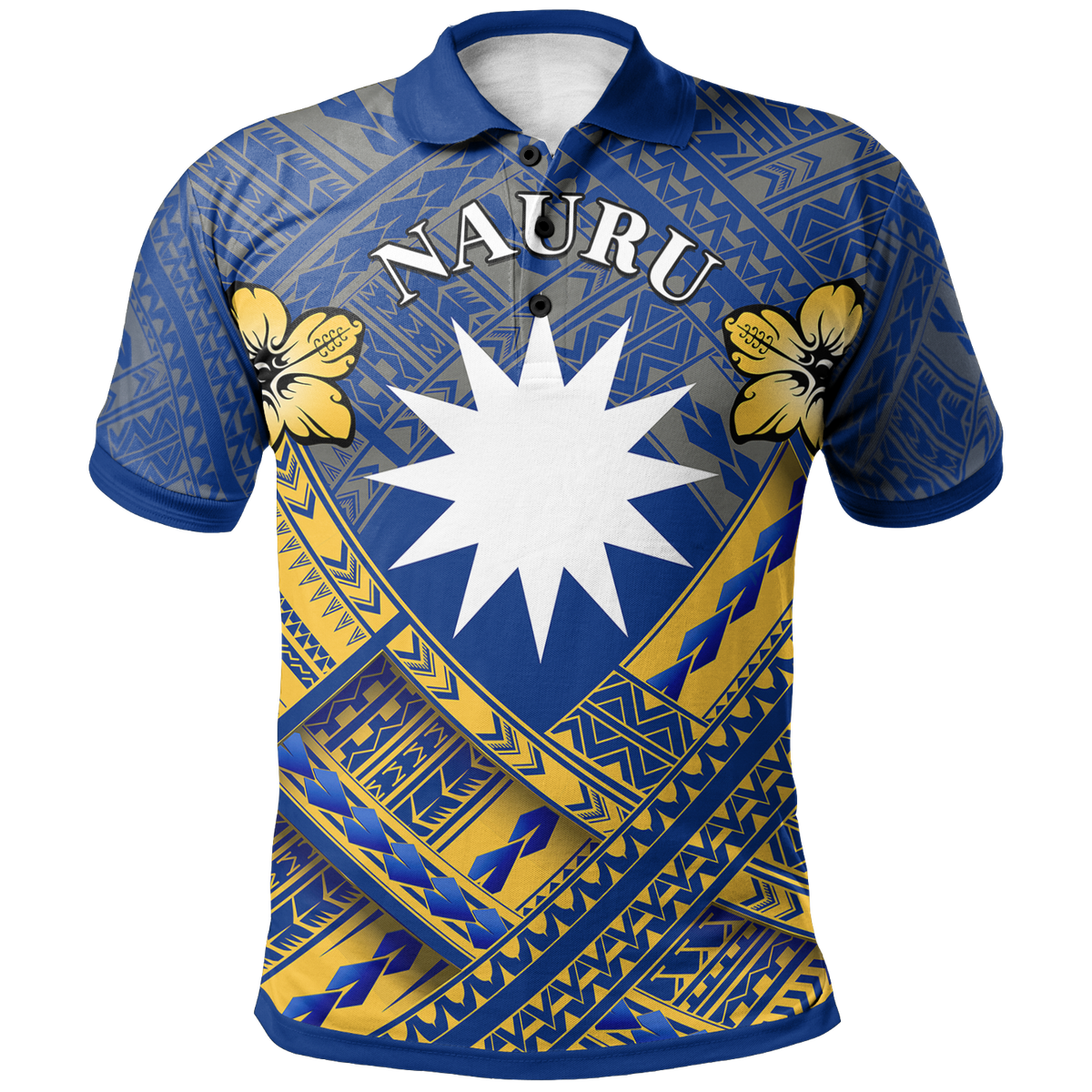 Nauru Polynesian Polo Shirt Nauru Flag Camisole Hibiscus Style Unisex Reggae - Polynesian Pride