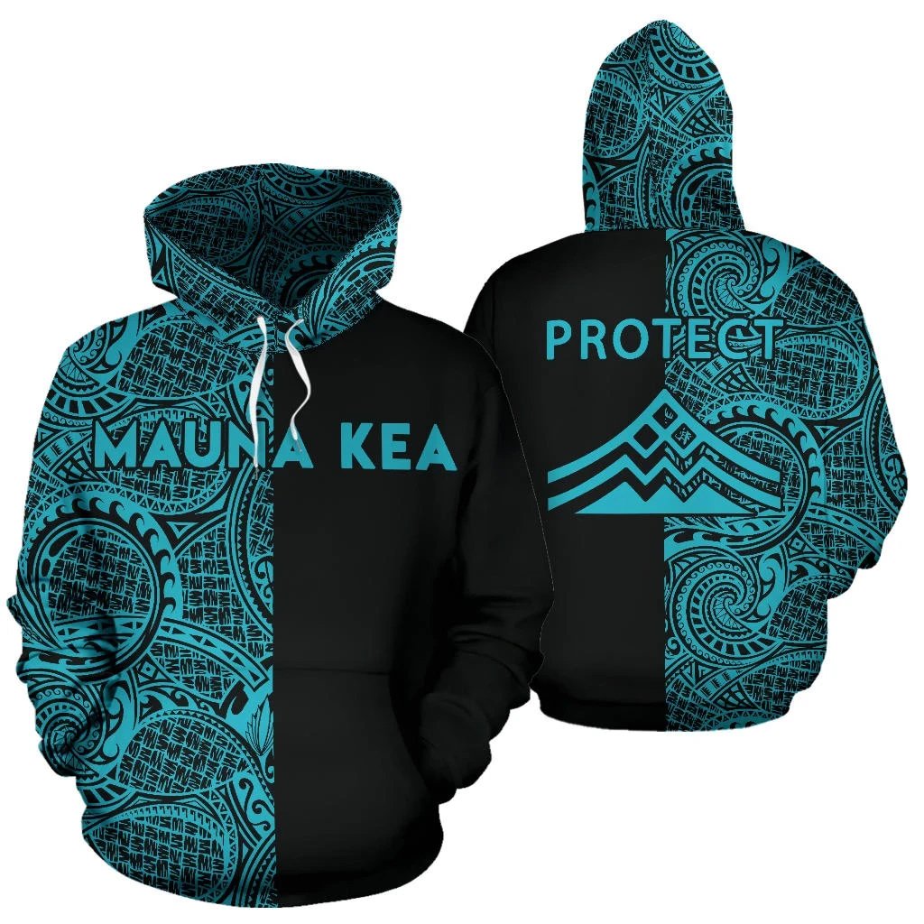 Hawaii Mauna Kea Polynesian Zip up Hoodie The Half Turquoise Unisex Turquoise - Polynesian Pride