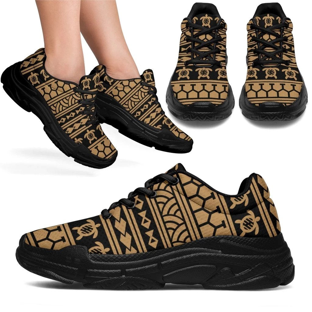 Polynesian tattoo tribal Gold Chunky Sneakers - Polynesian Pride