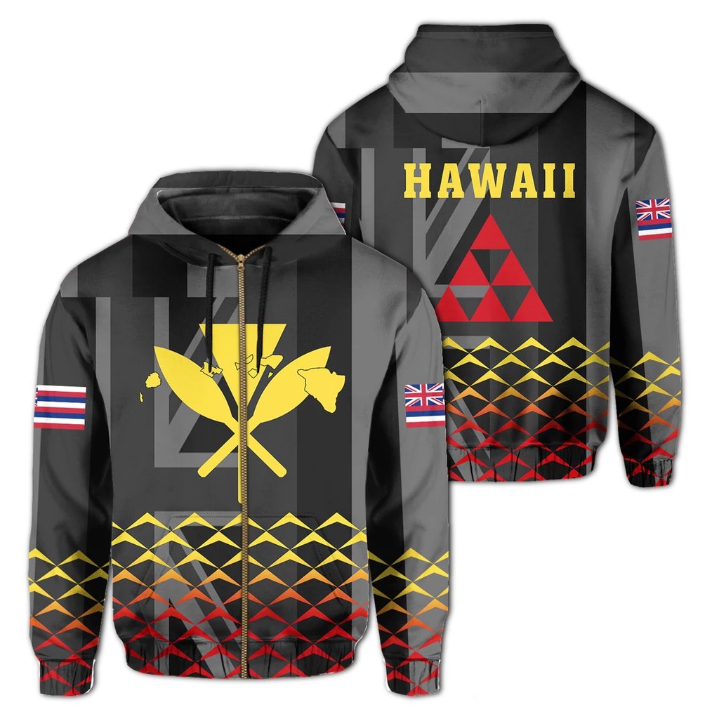 Kanaka Mauna Kea Zipper Hoodie Triangle Style Unisex Art - Polynesian Pride