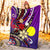 Palau Premium Blanket - Tribal Flower With Special Turtles Purple Color - Polynesian Pride