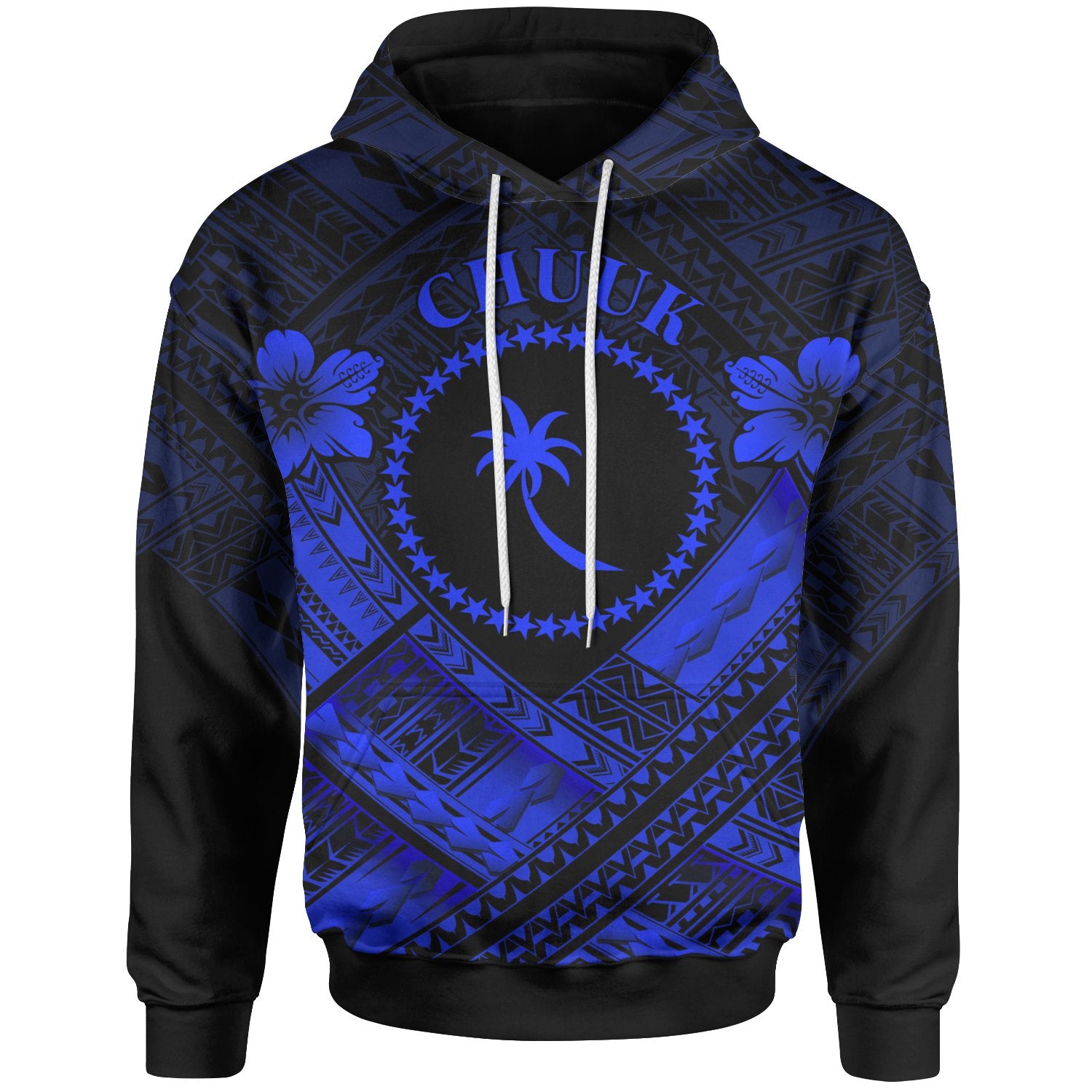 Chuuk Polynesian Hoodie Chuuk Blue Seal Camisole Hibiscus Style Unisex Blue - Polynesian Pride