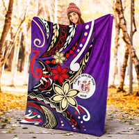 Niue Premium Blanket - Tribal Flower With Special Turtles Purple Color - Polynesian Pride
