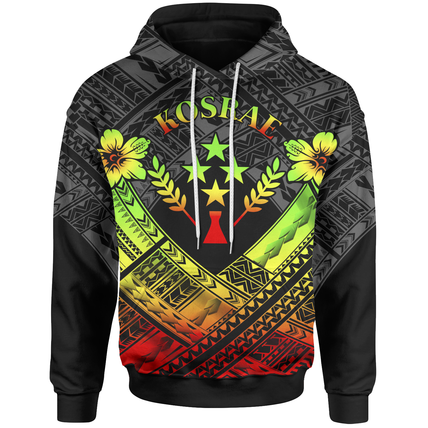 Kosrae Polynesian Custom Hoodie Kosrae Reggae Camisole Hibiscus Style Unisex Reggae - Polynesian Pride