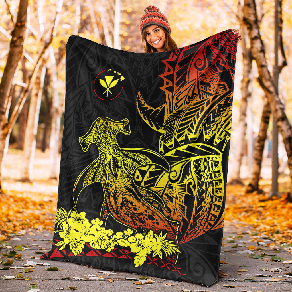 Hawaii Polynesian Premium Blanket Wild Hammerhead Sharks Fresh Life LT13 - Polynesian Pride