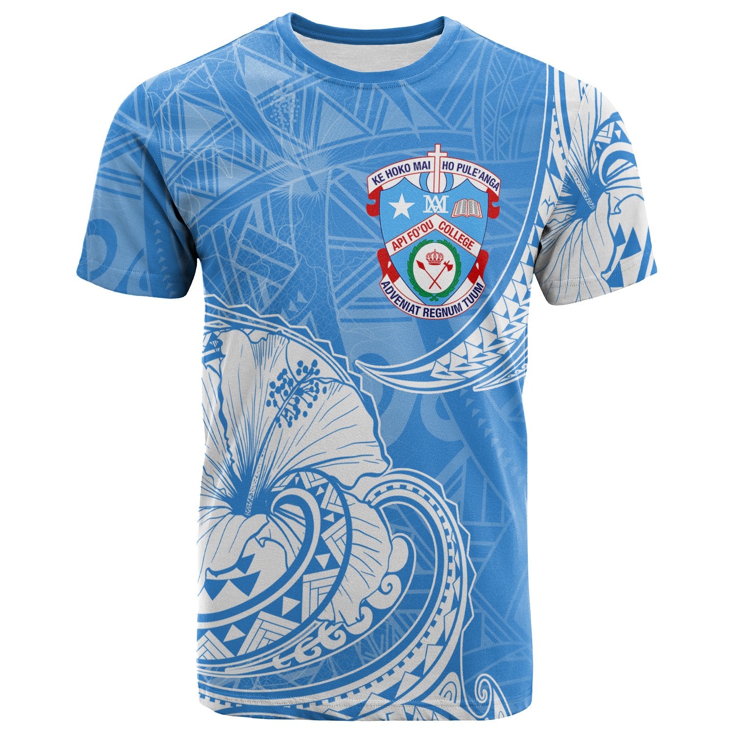 AFC T Shirt Hibiscus Flowers Vintage Style Unisex Blue - Polynesian Pride