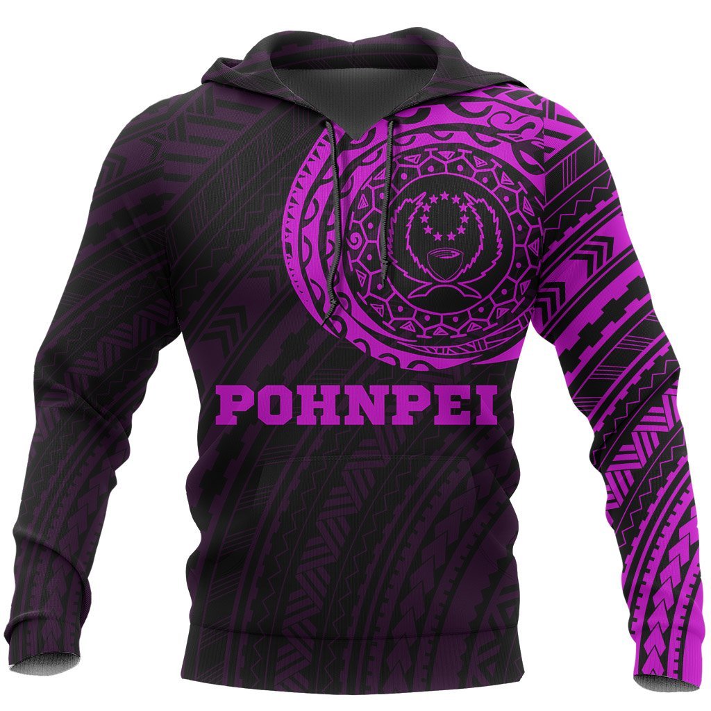 Pohnpei Hoodie Pohnpei Flag Polynesian Tattoo Style Pink Unisex Pink & Black - Polynesian Pride