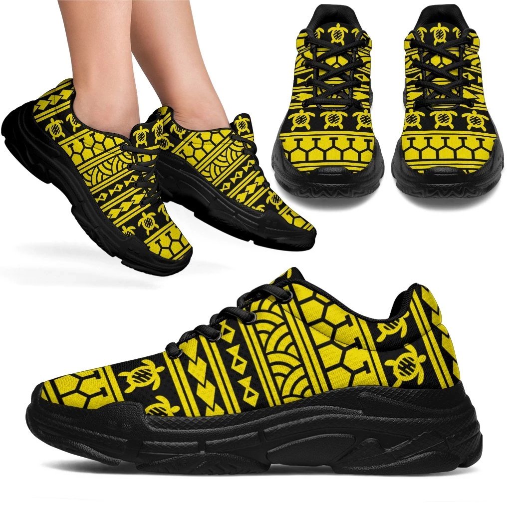 Polynesian tattoo tribal Yellow Chunky Sneakers - Polynesian Pride