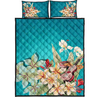 Plumeria Sound Quilt Bed Set Black - Polynesian Pride