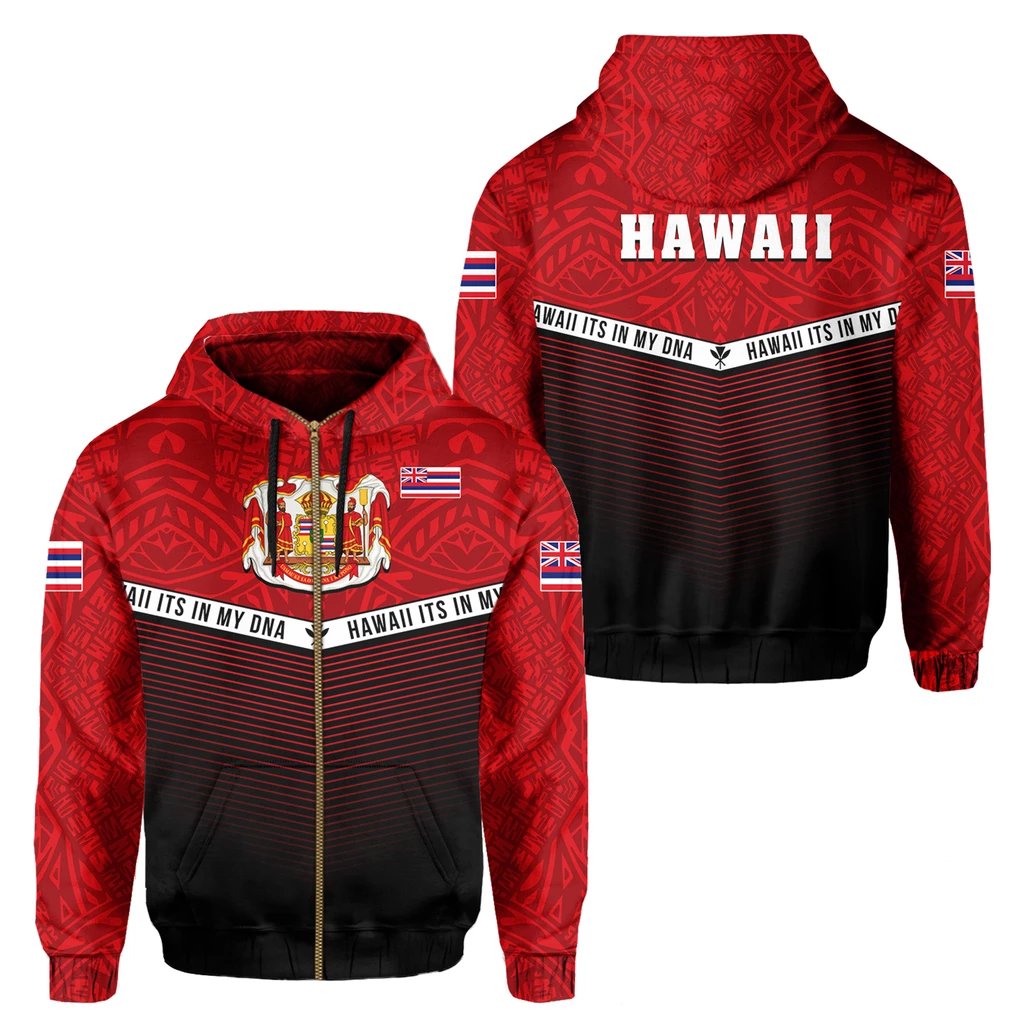Hawaii Polynesian Zipper Hoodie Red Mix Style Unisex Red - Polynesian Pride