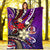 Vanuatu Premium Blanket - Tribal Flower With Special Turtles Purple Color - Polynesian Pride