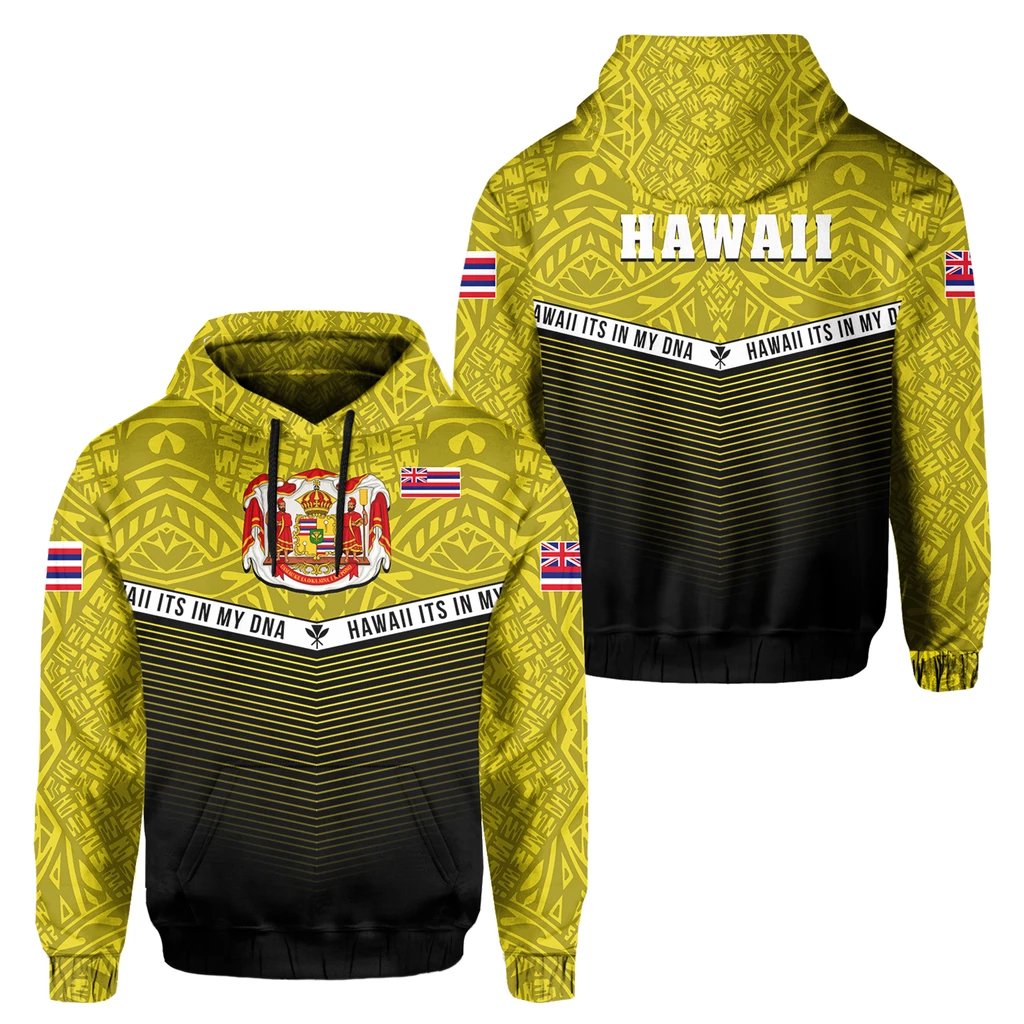 Hawaii Polynesian Hoodie Yellow Mix Style Unisex Yellow - Polynesian Pride