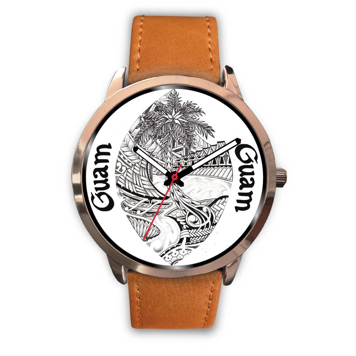Guam Watch - Guam Polynesian 2 Brown Leather - Polynesian Pride