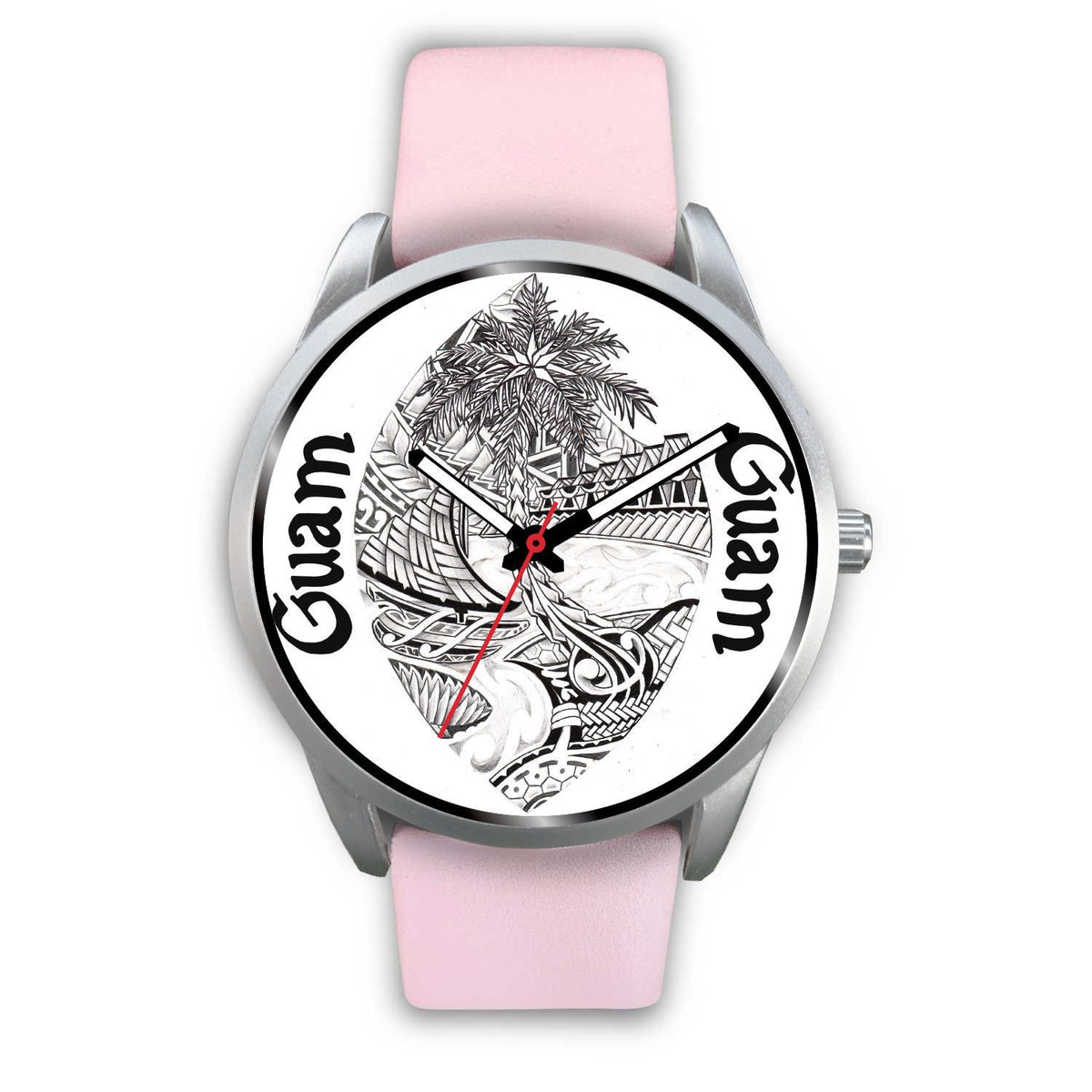 Guam Polynesian Seal Watch Pink Leather - Polynesian Pride