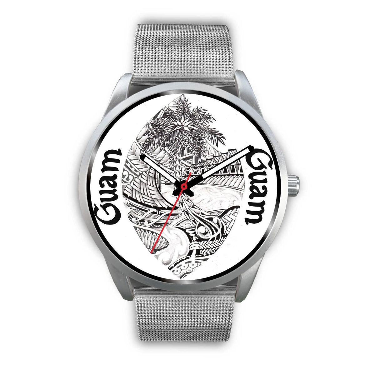 Guam Polynesian Seal Watch Silver Metal Mesh - Polynesian Pride