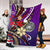 American Samoa Premium Blanket - Tribal Flower With Special Turtles Purple Color - Polynesian Pride