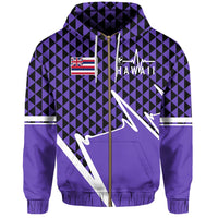 Kakau Hawaii In My Heartbeat Flag of Hawaii Zip Hoodie Purple - Polynesian Pride