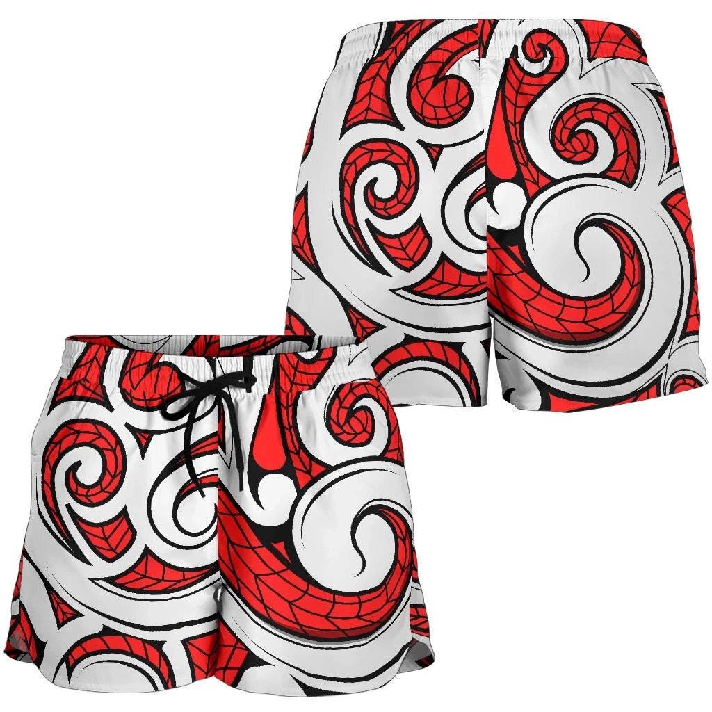 Polynesian Maori Ethnic Ornament Red Women's Short Women Red - Polynesian Pride