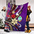 Guam Premium Blanket - Tribal Flower With Special Turtles Purple Color - Polynesian Pride