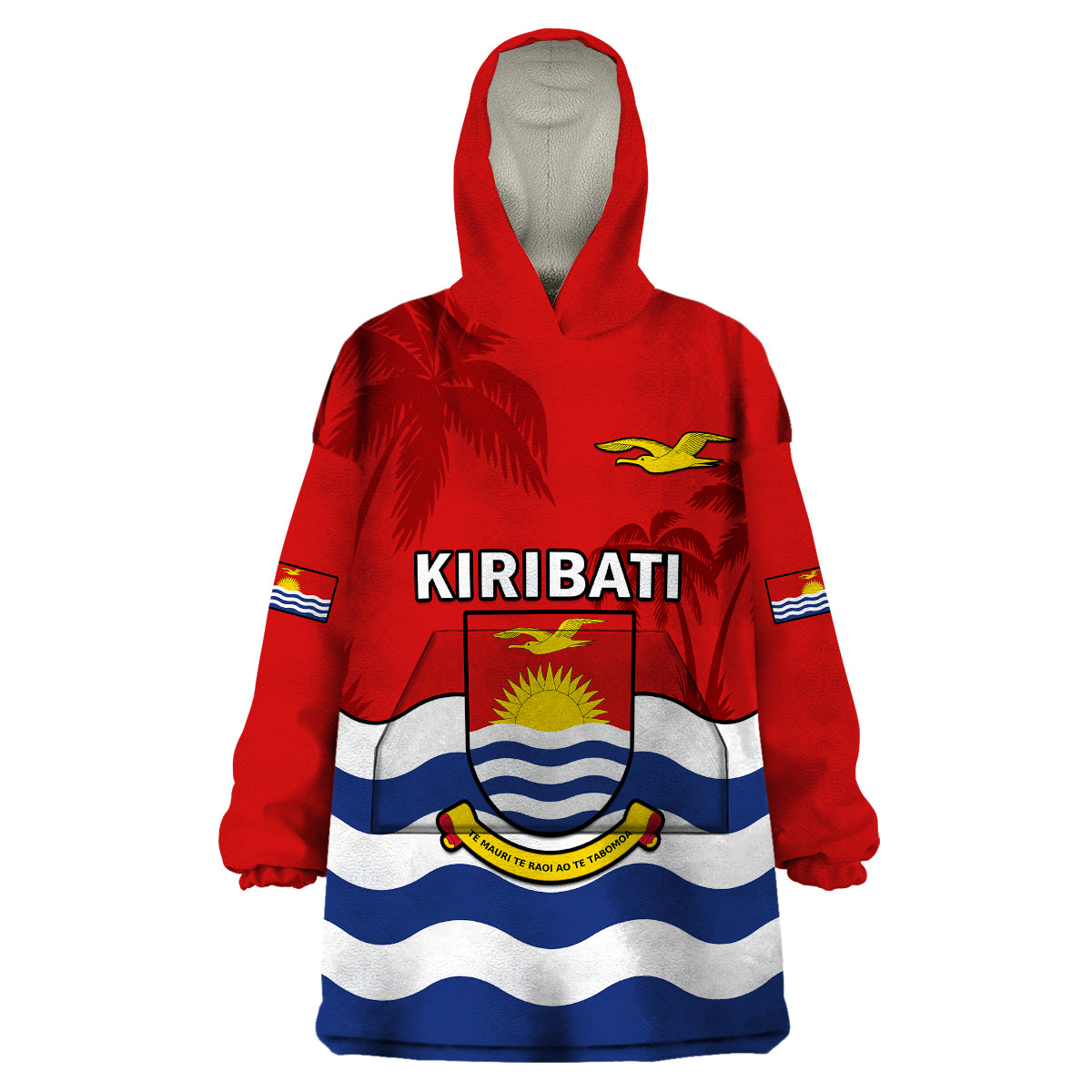 (Custom Personalised) Ribaberiki Kiribati Coat Of Arms Mix Palm Trees Wearable Blanket Hoodie LT14 Unisex One Size - Polynesian Pride