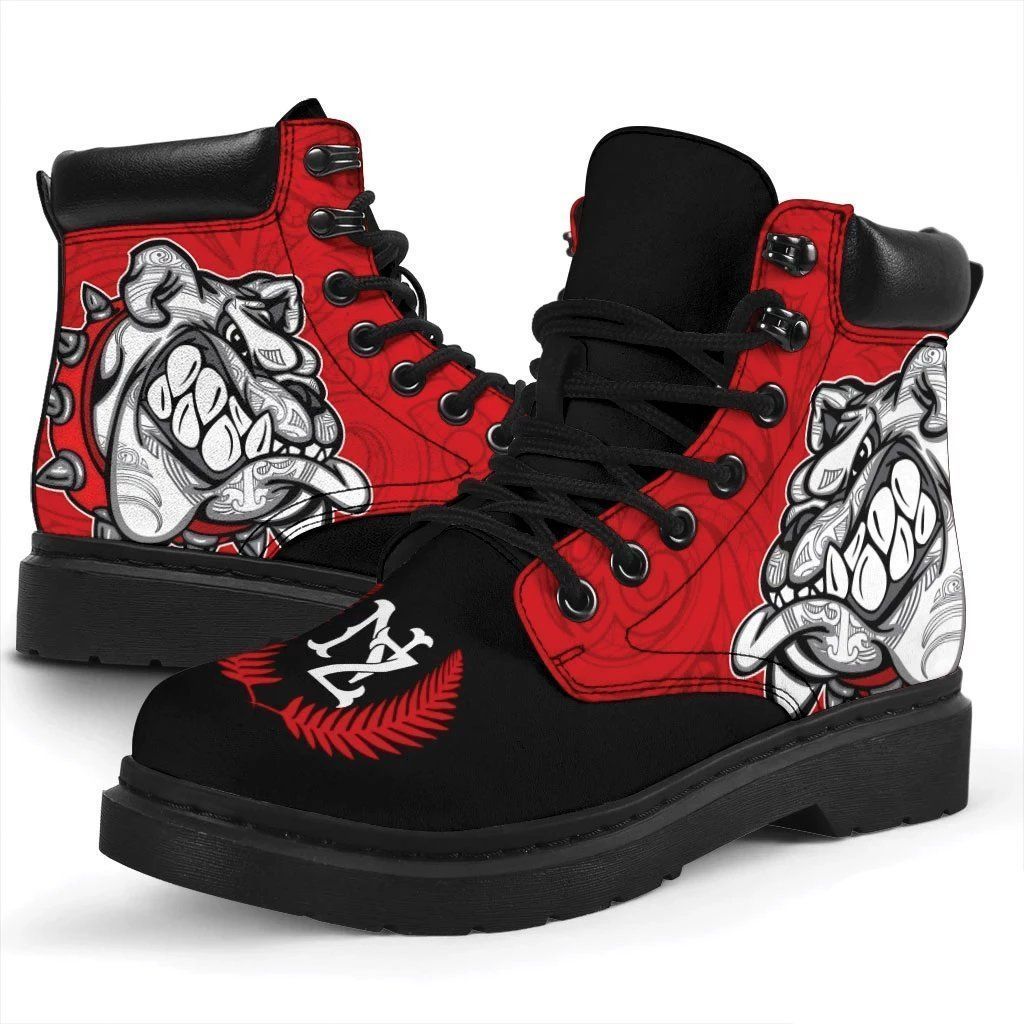 Aotearoa Bulldog Maori All Season Boots Black mix Red - Polynesian Pride