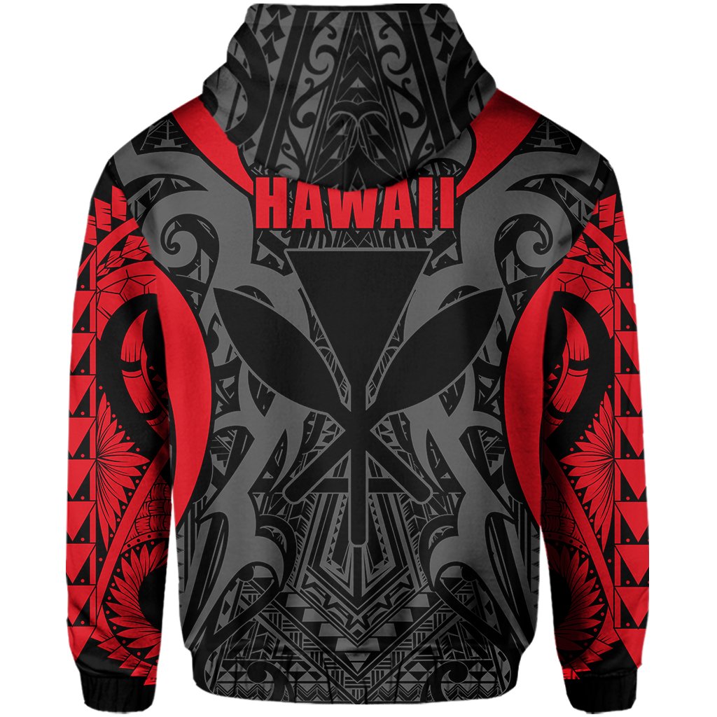 Hawaii Polynesian Tribal Kanaka Maoli Zipper Hoodie Red Mark Style - Polynesian Pride
