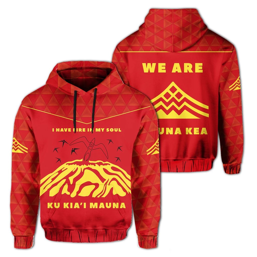 I Have Fire In My Soul Mauna Kea Hoodie Unisex Red - Polynesian Pride